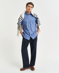 Chemise regular fit classique en coton Oxford à manches courtes