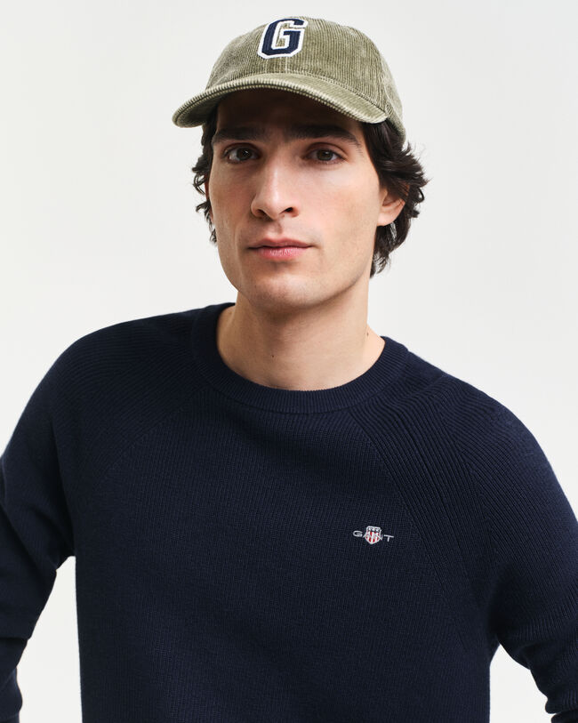 Pull ras du cou en laine et coton c&ocirc;tel&eacute;s