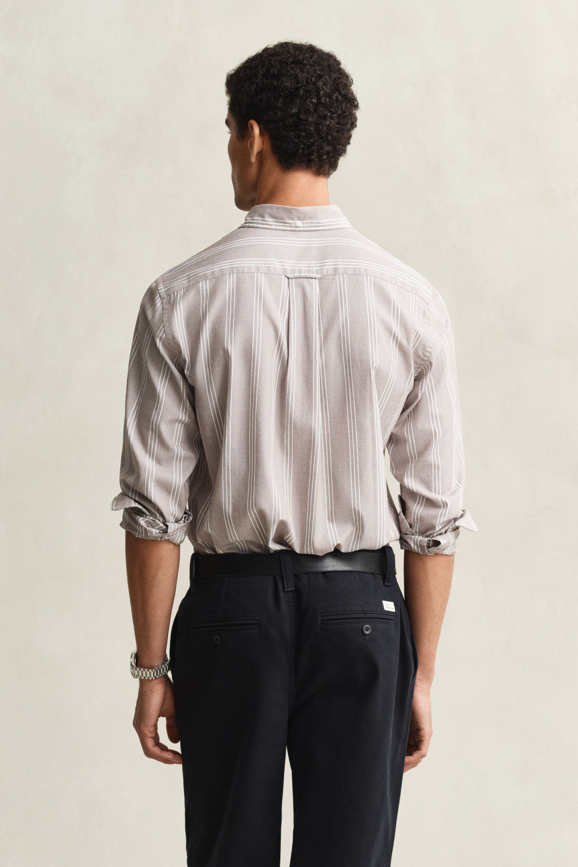 Chemise coupe regular en popeline à rayures en fil-à-fil