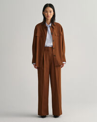 Pantalon taille haute pliss&eacute; &agrave; jambes larges