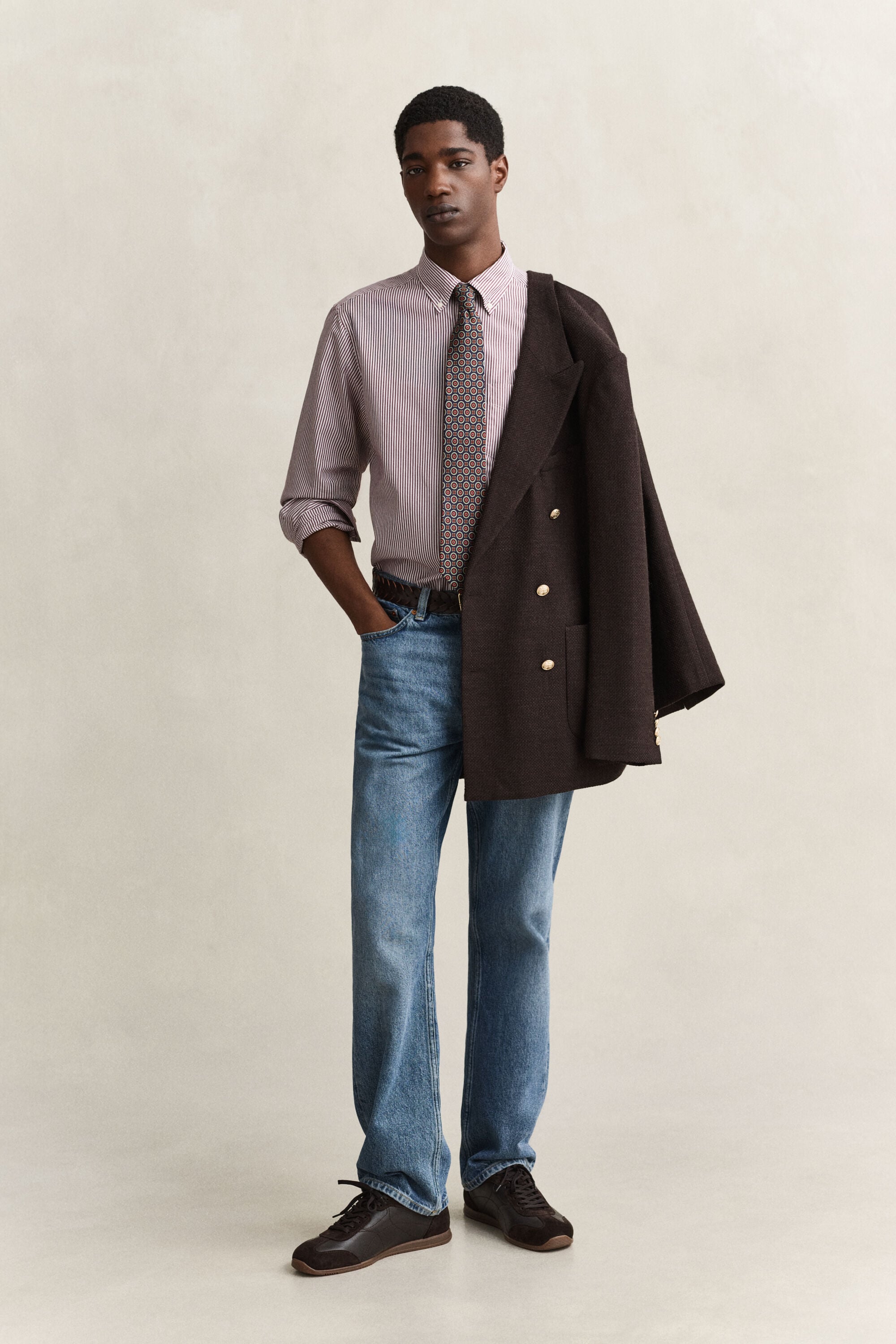 Chemise regular en popeline à rayures classique