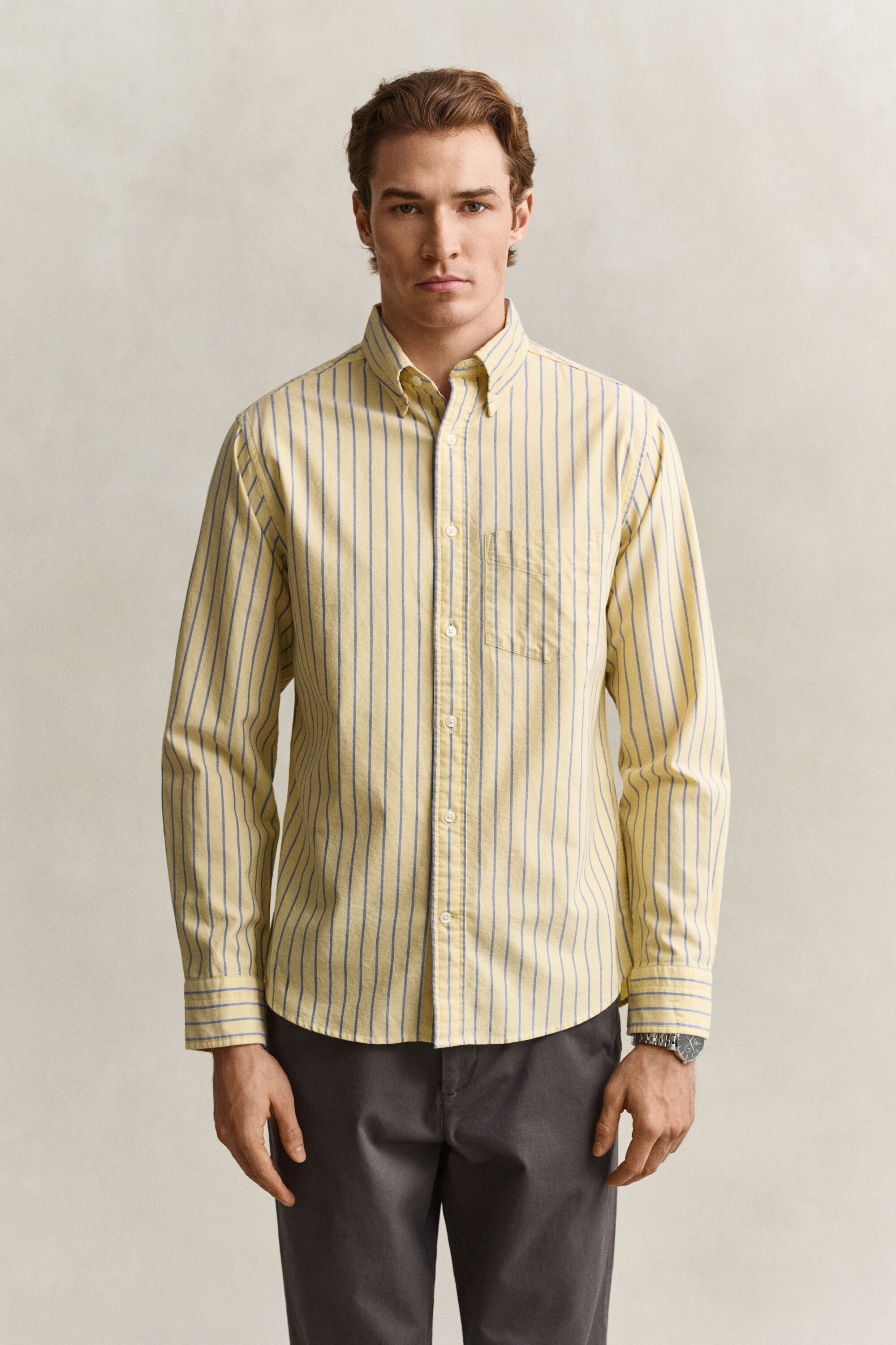 Chemise en coton Oxford classique à rayures