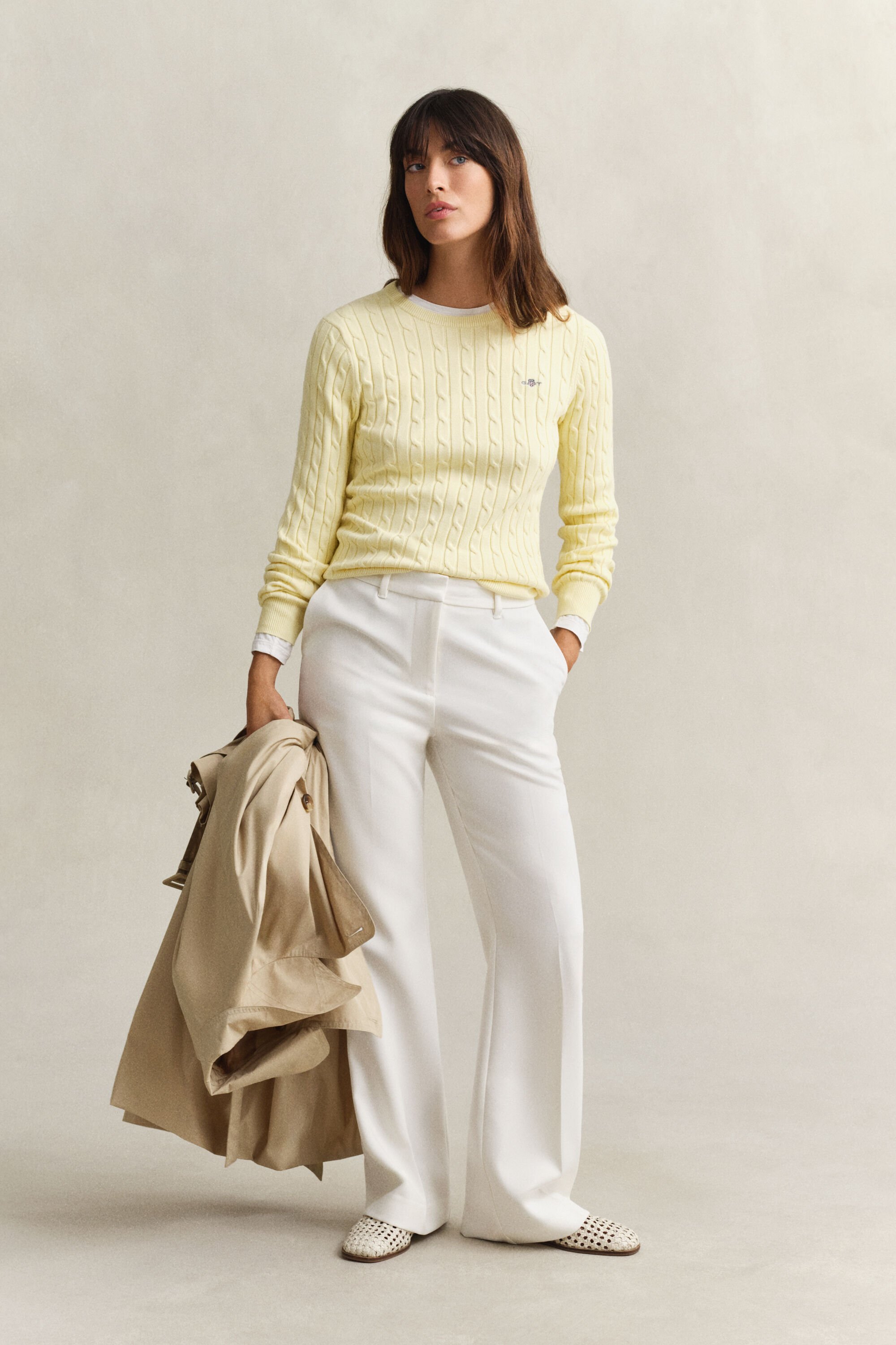 Pull col rond en maille torsadée