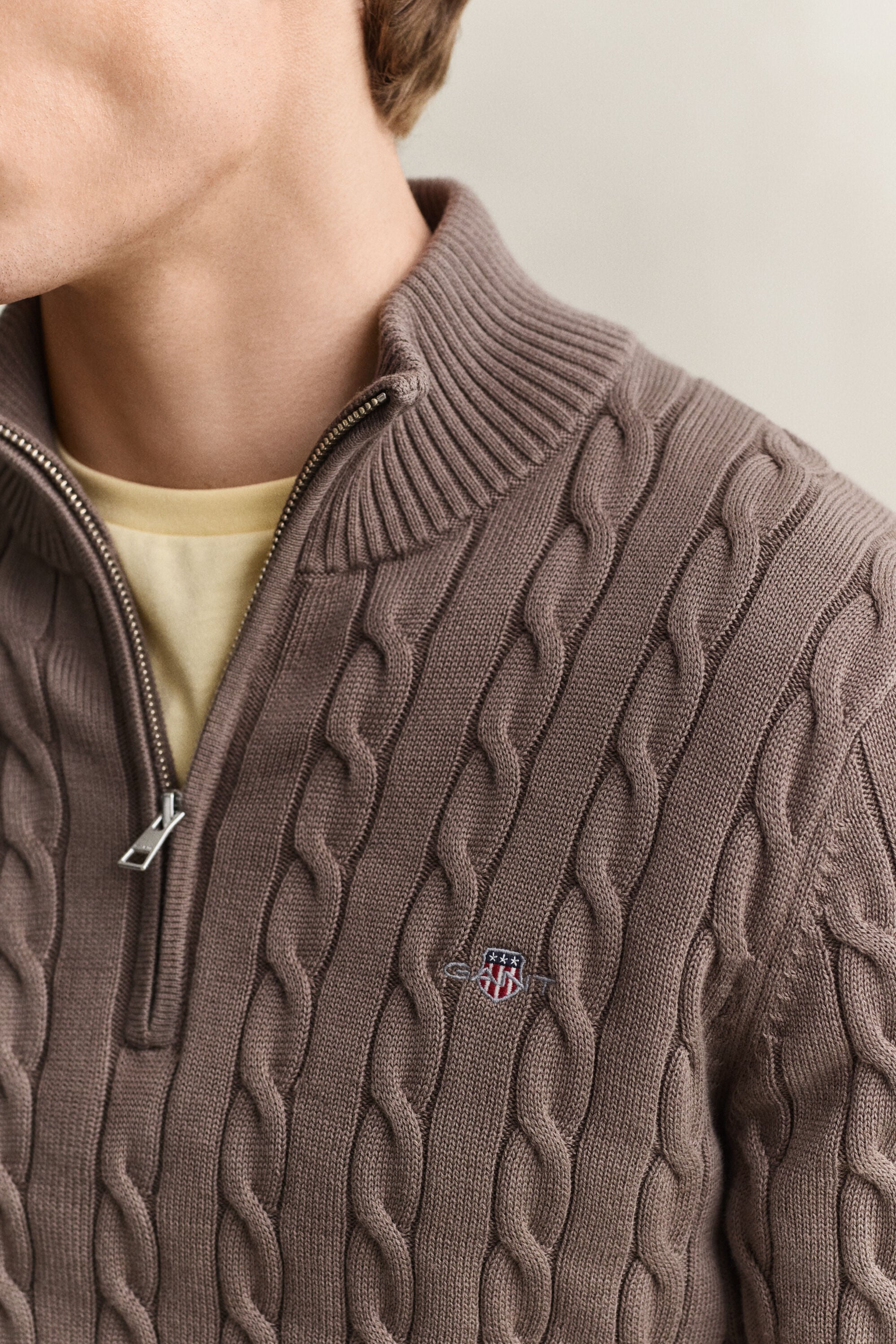 Pull à demi-zip en maille de coton torsadée