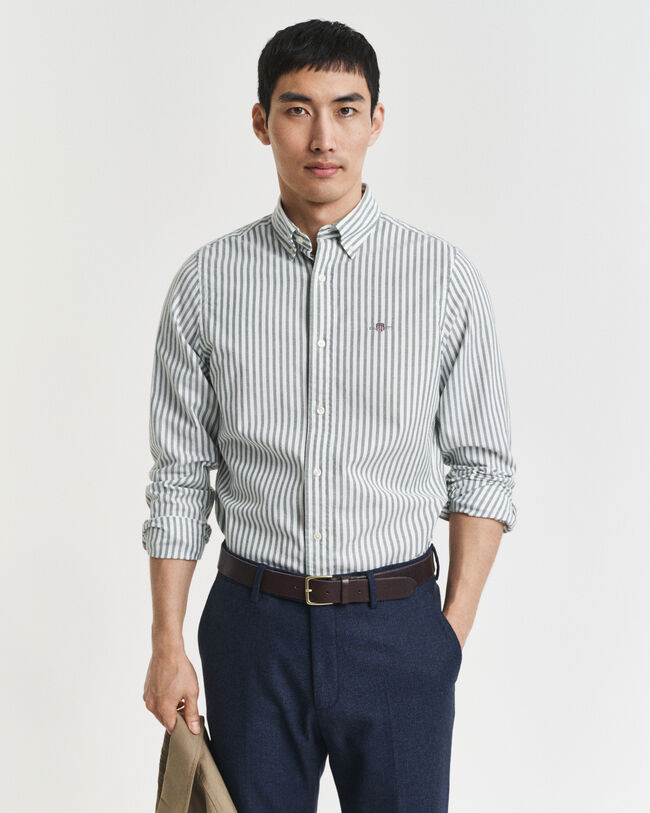 Chemise coupe slim en coton Oxford stretch à rayures