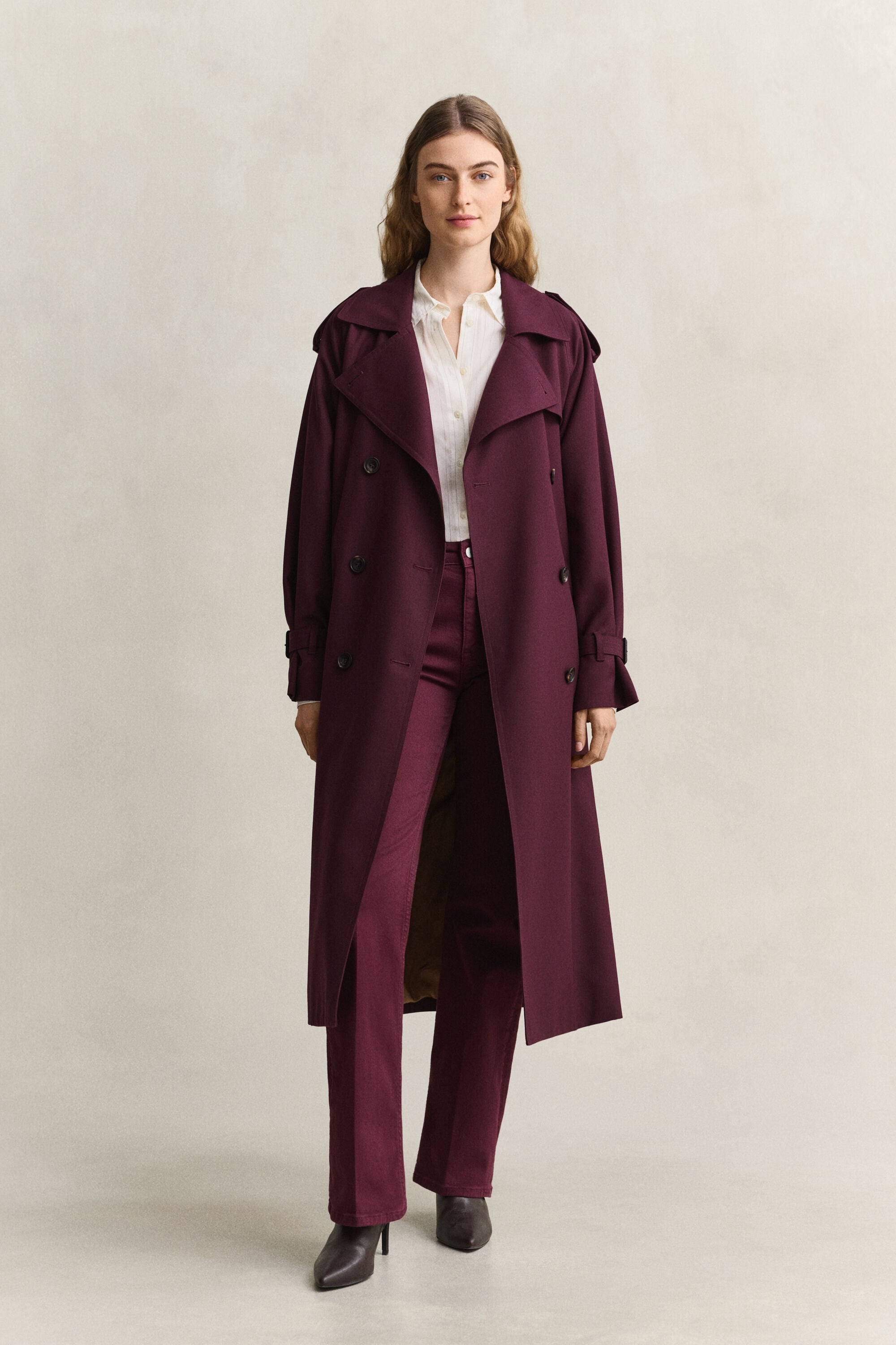 Trench-coat en laine mélangée