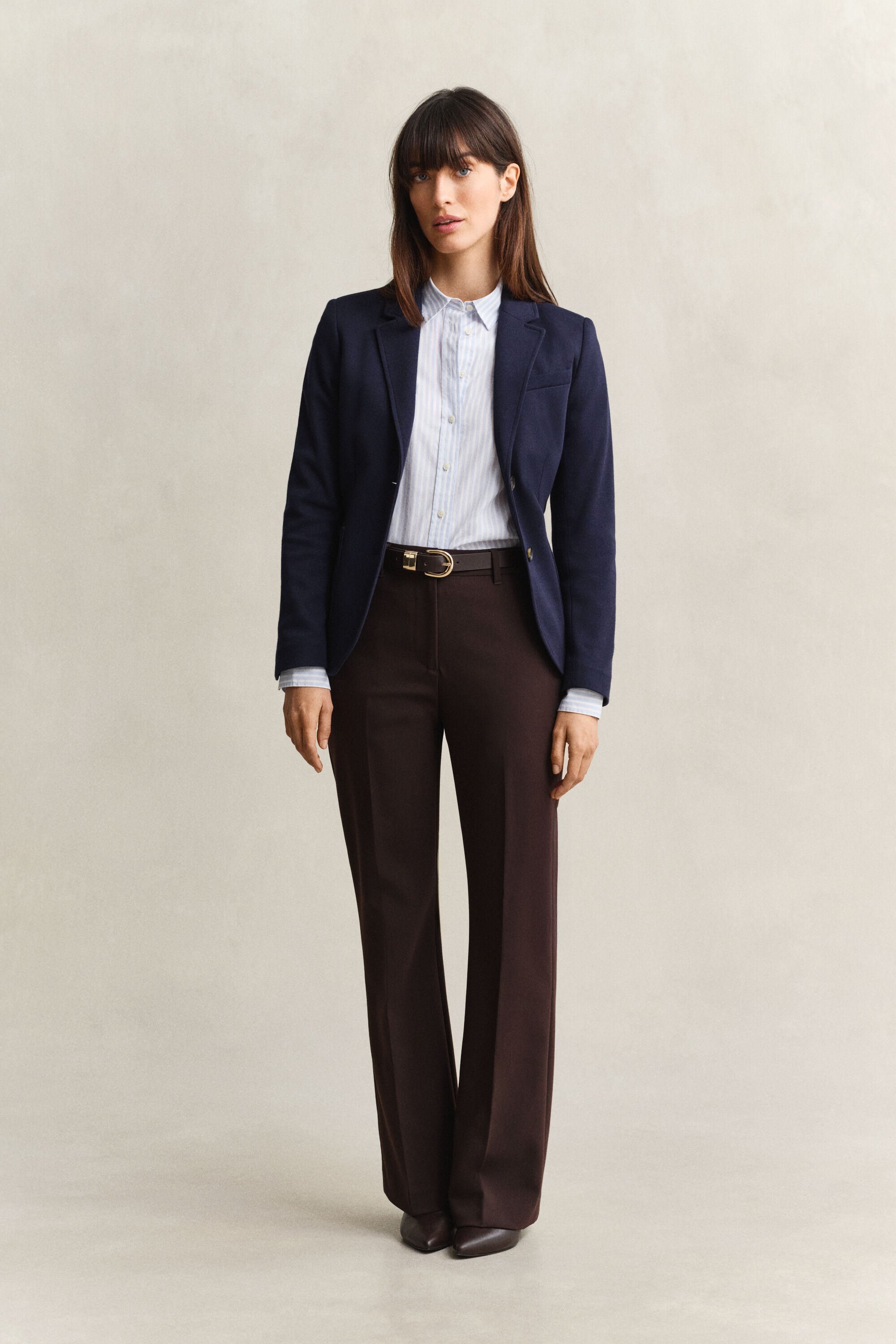 Chemise regular en popeline à rayures classique