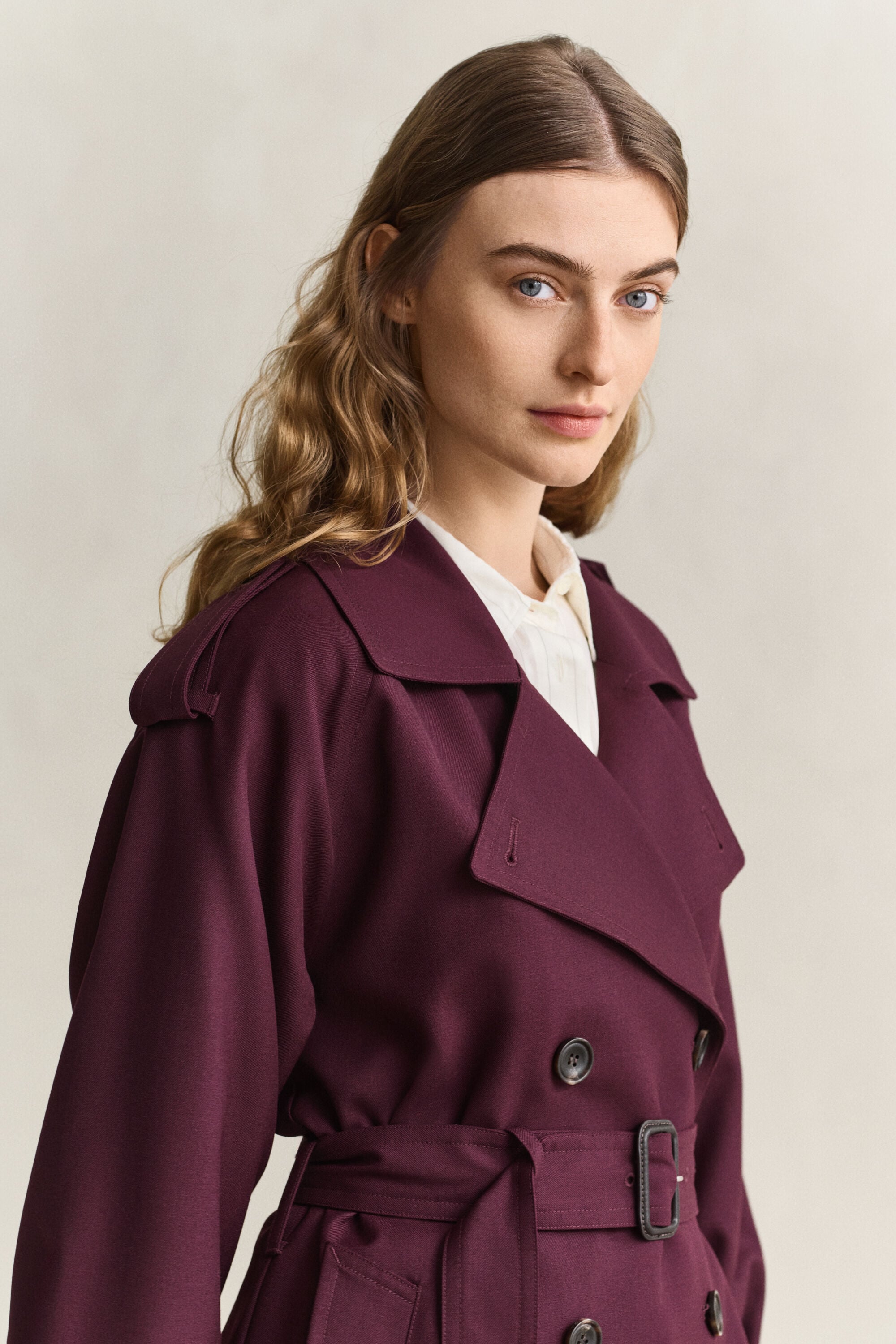 Trench-coat en laine mélangée