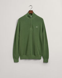 Pull &agrave; demi-zip en coton piqu&eacute;