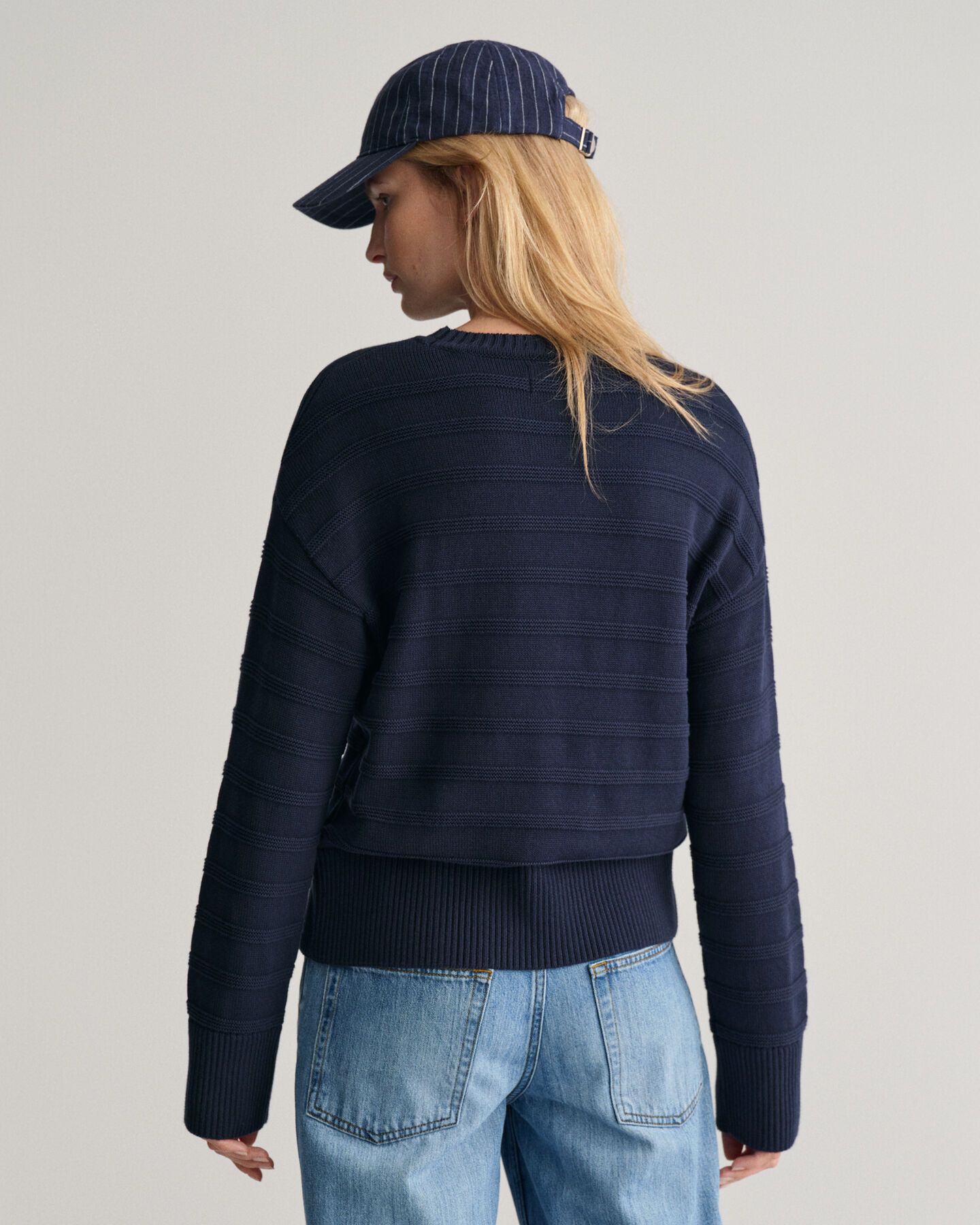 Pull ras du cou en coton &agrave; rayures Tonal