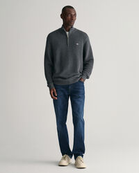 Pull &agrave; demi-zip en coton Textured