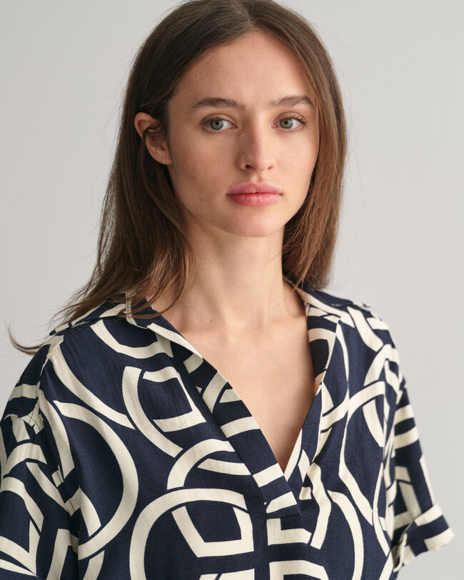 Chemise relaxed fit &agrave; manches courtes avec imprim&eacute; Monogram Popover