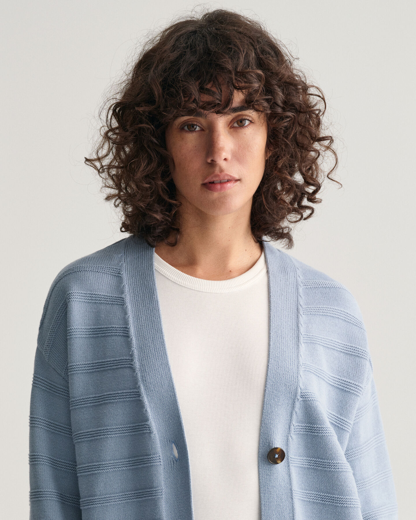 Cardigan en coton à rayures Tonal