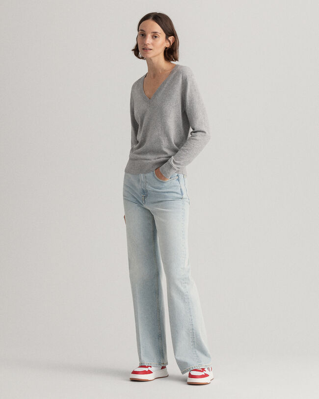 Pull col V en coton léger