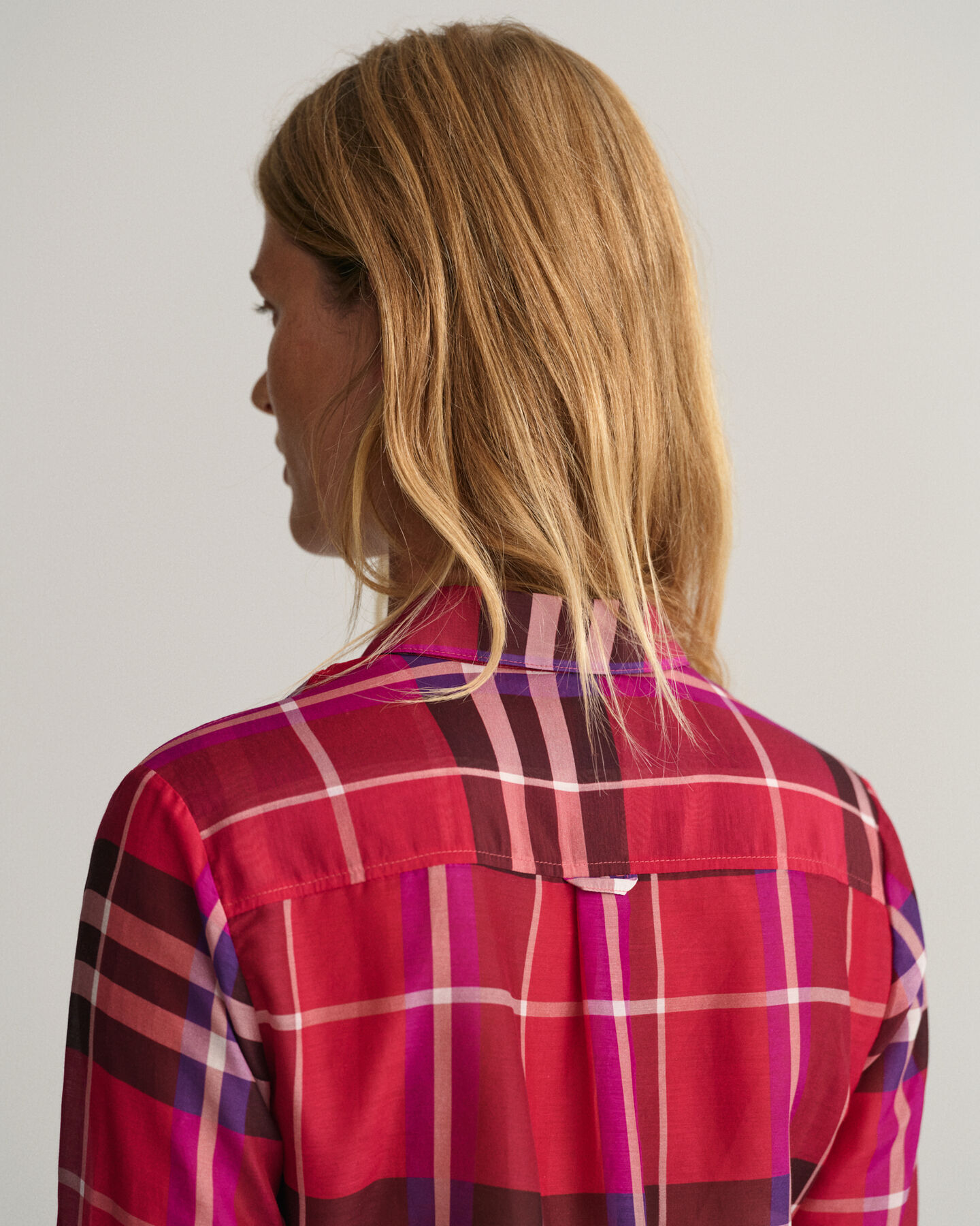 Chemise regular fit en coton et soie à carreaux