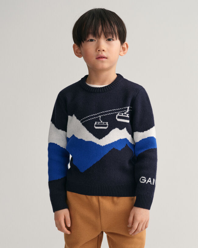 Pull ras du cou en jacquard Alpine Kids