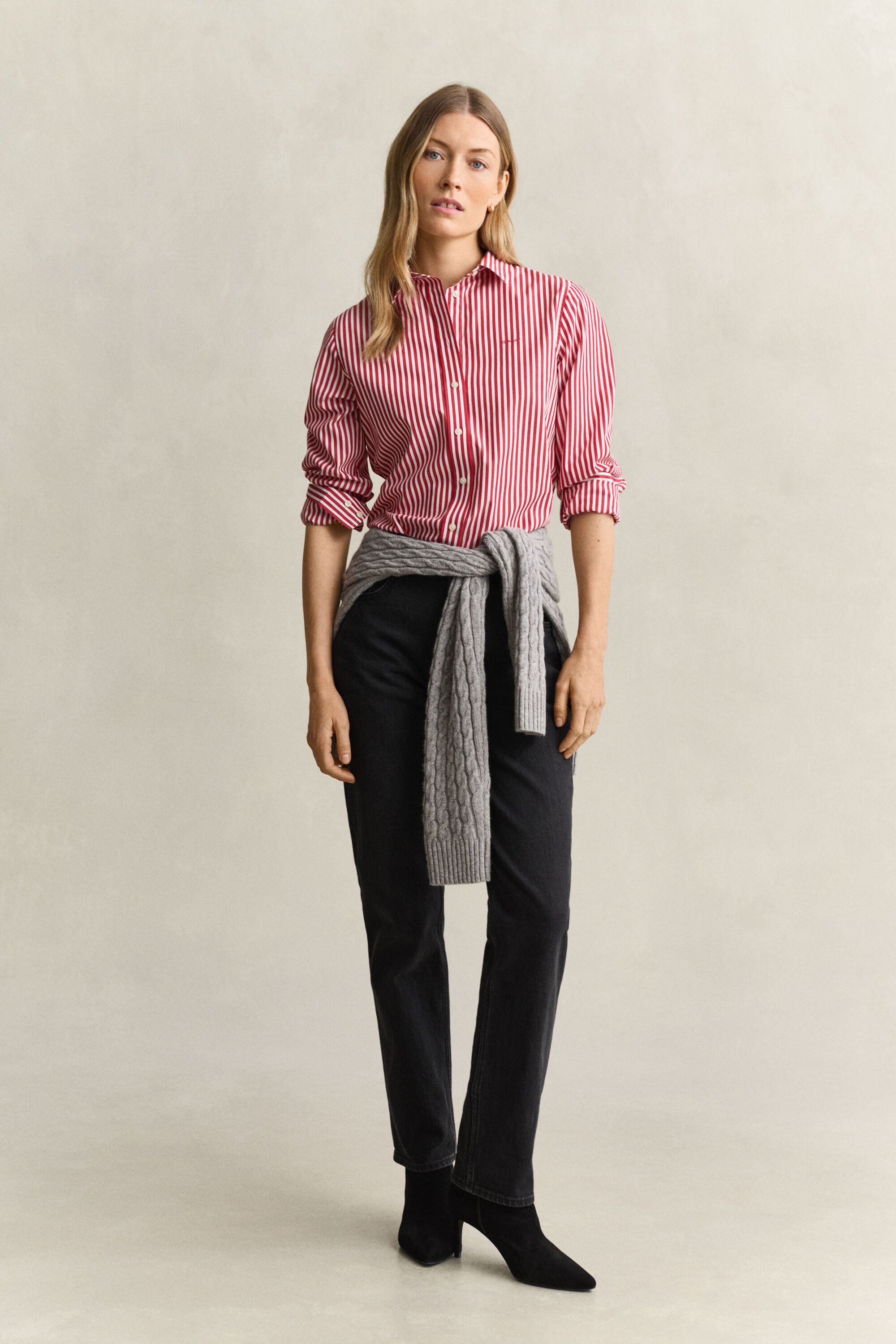 Chemise regular en popeline à rayures classique