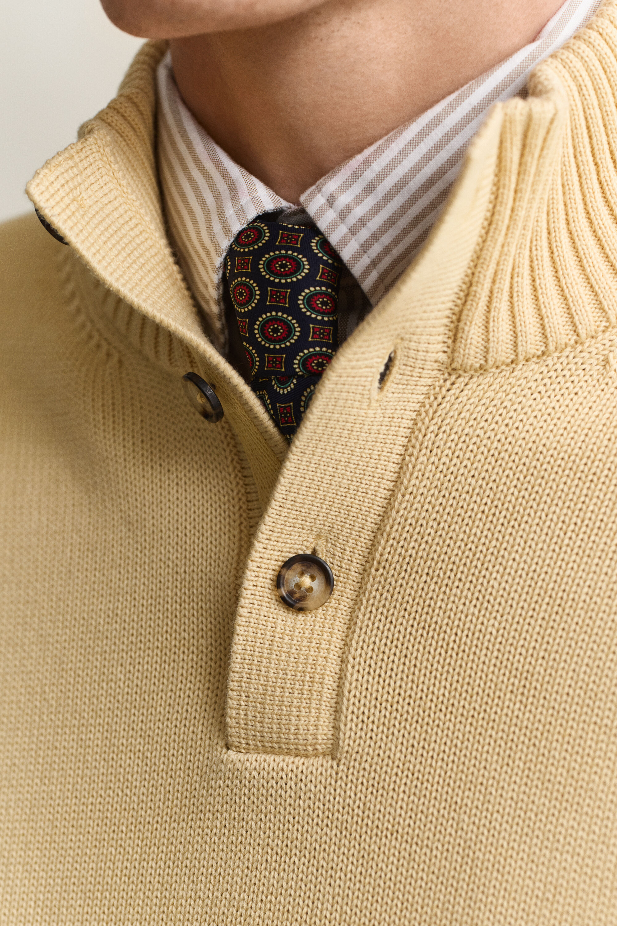 Pull à col boutonné en coton Supima