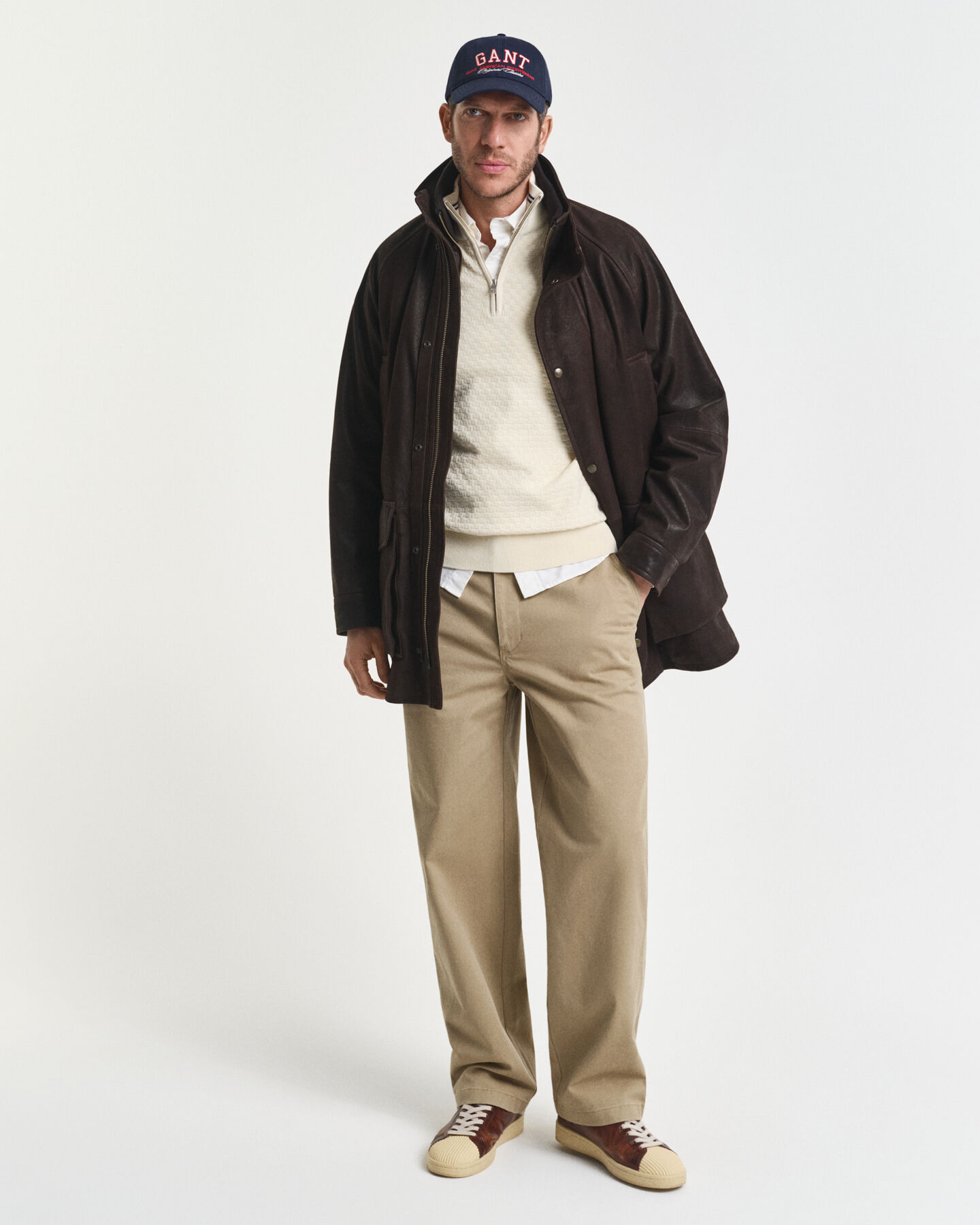 Pull à demi-zip micro texturé