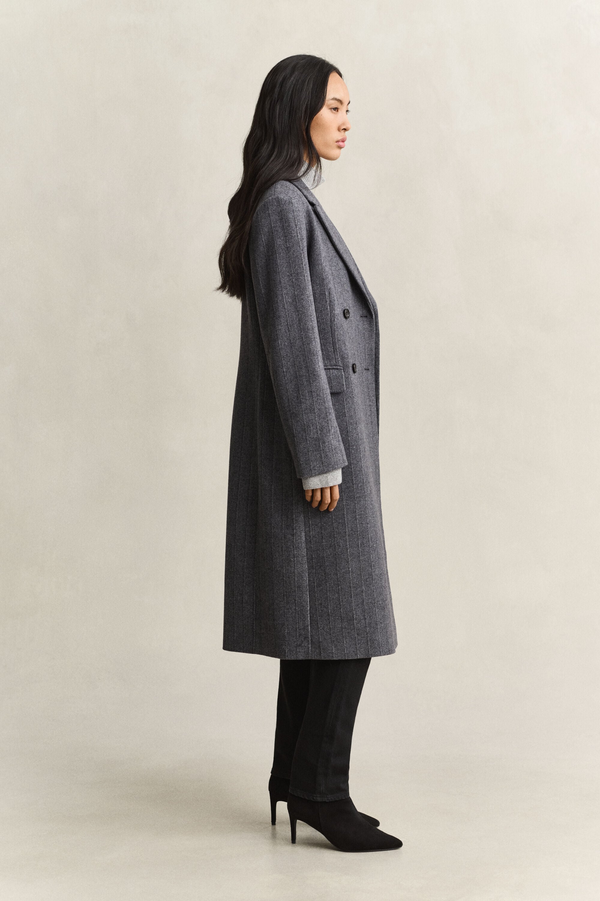 Manteau en laine mélangée à rayures