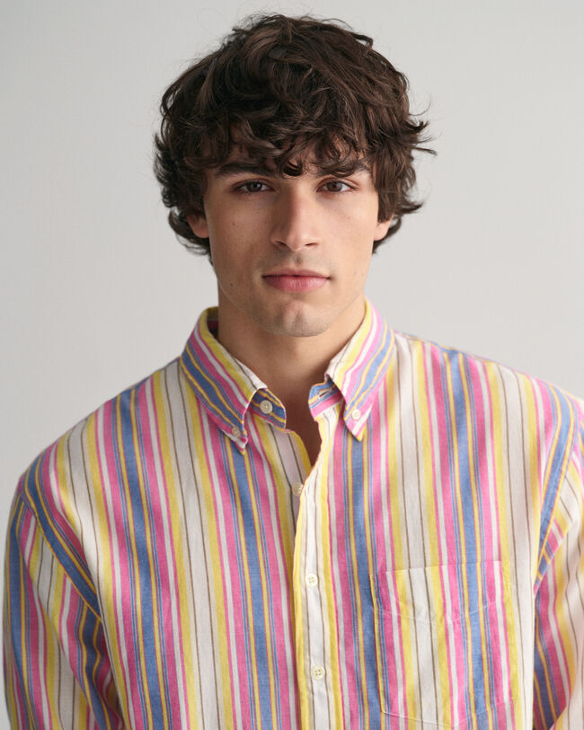Chemise relaxed fit &agrave; rayures multicolores