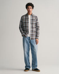 Chemise regular fit en popeline &agrave; carreaux moyens