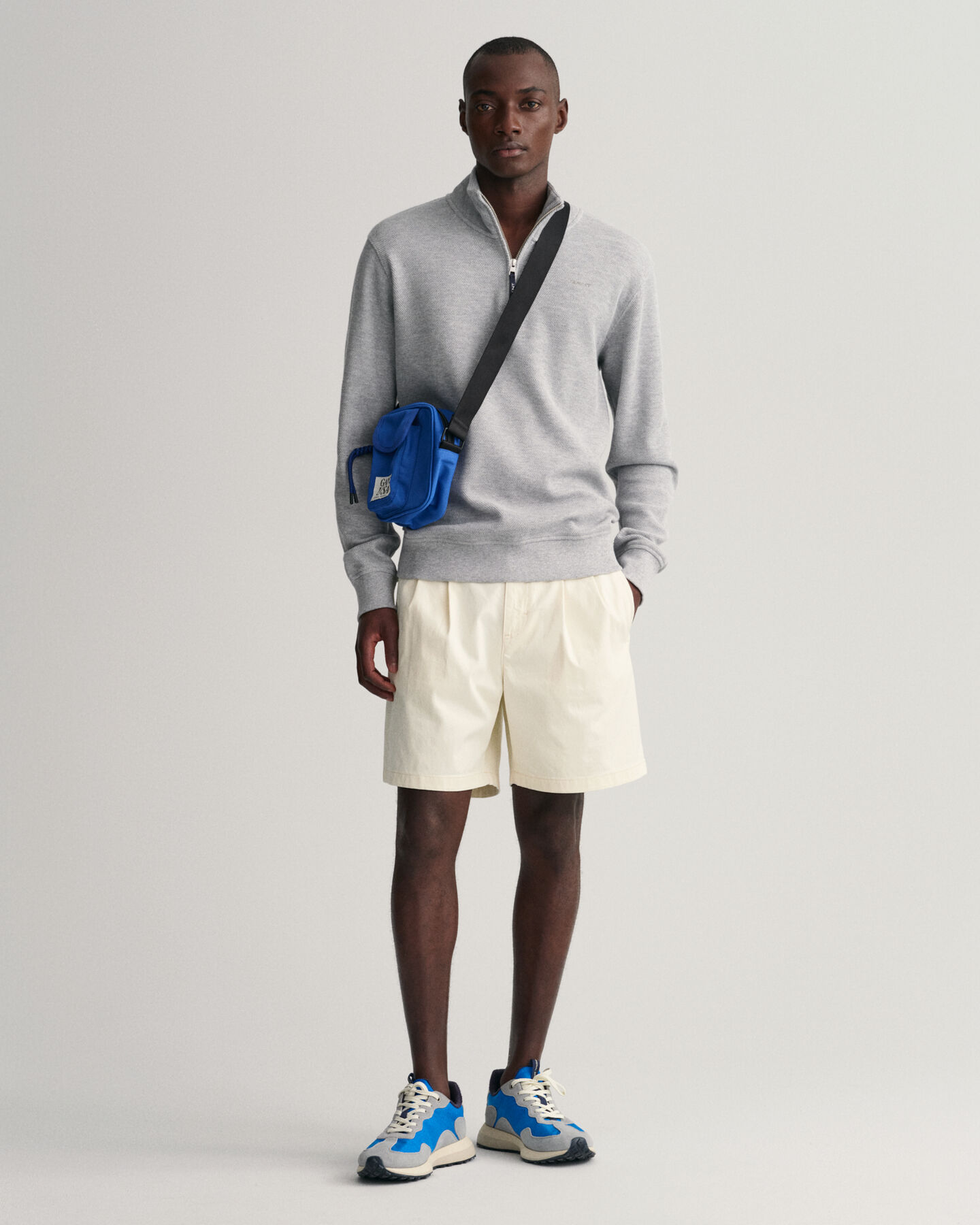 Pull &agrave; demi-zip Waffle Texture