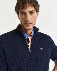 Pull à demi-zip en coton texturé