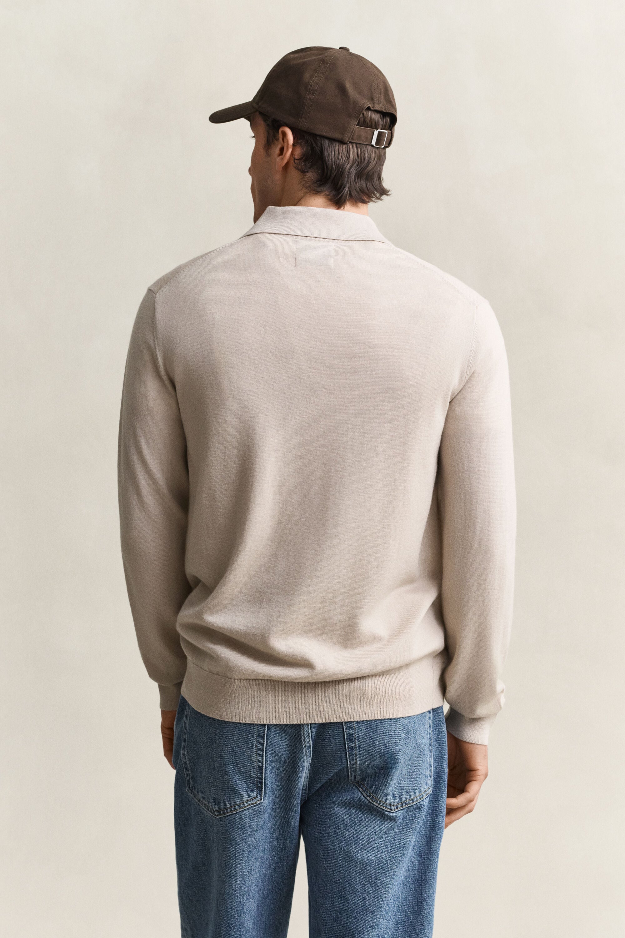 Pull façon polo en laine mérinos extrafine