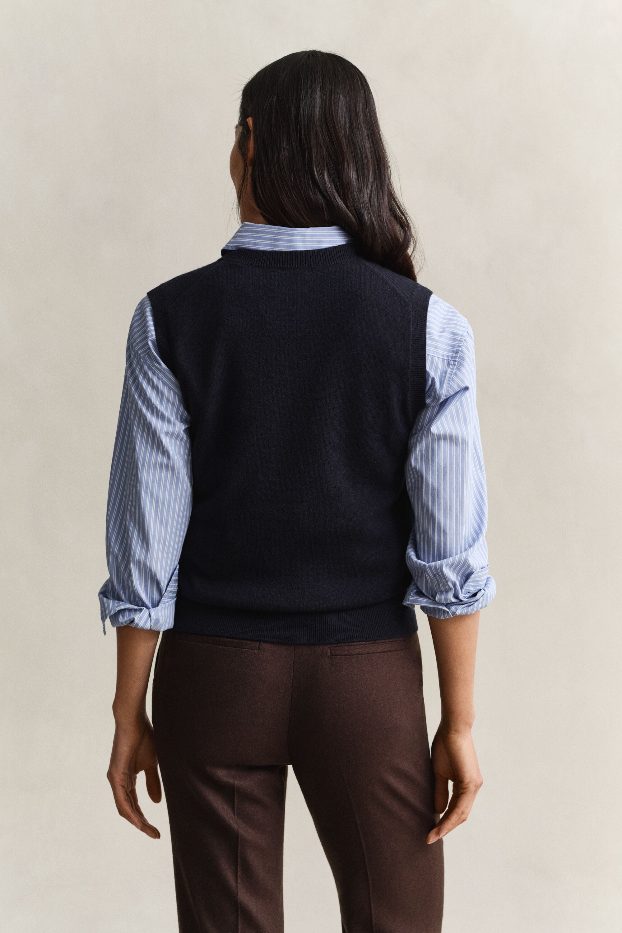 Pull sans manches en laine tricotée