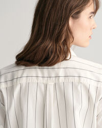 Chemise relaxed fit en coton Oxford Luxury ray&eacute;e &agrave; manches courtes