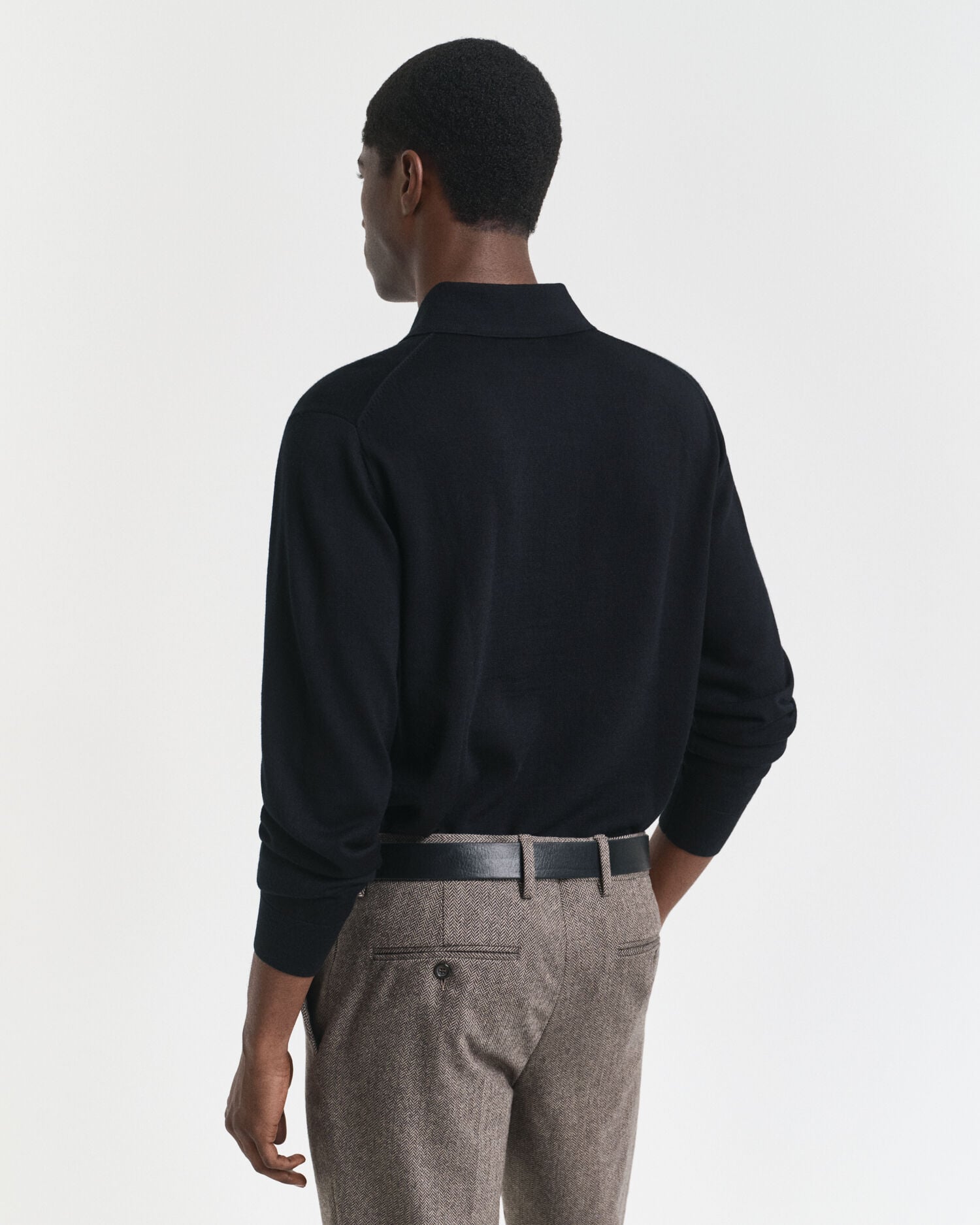 Pull façon polo en laine mérinos extrafine