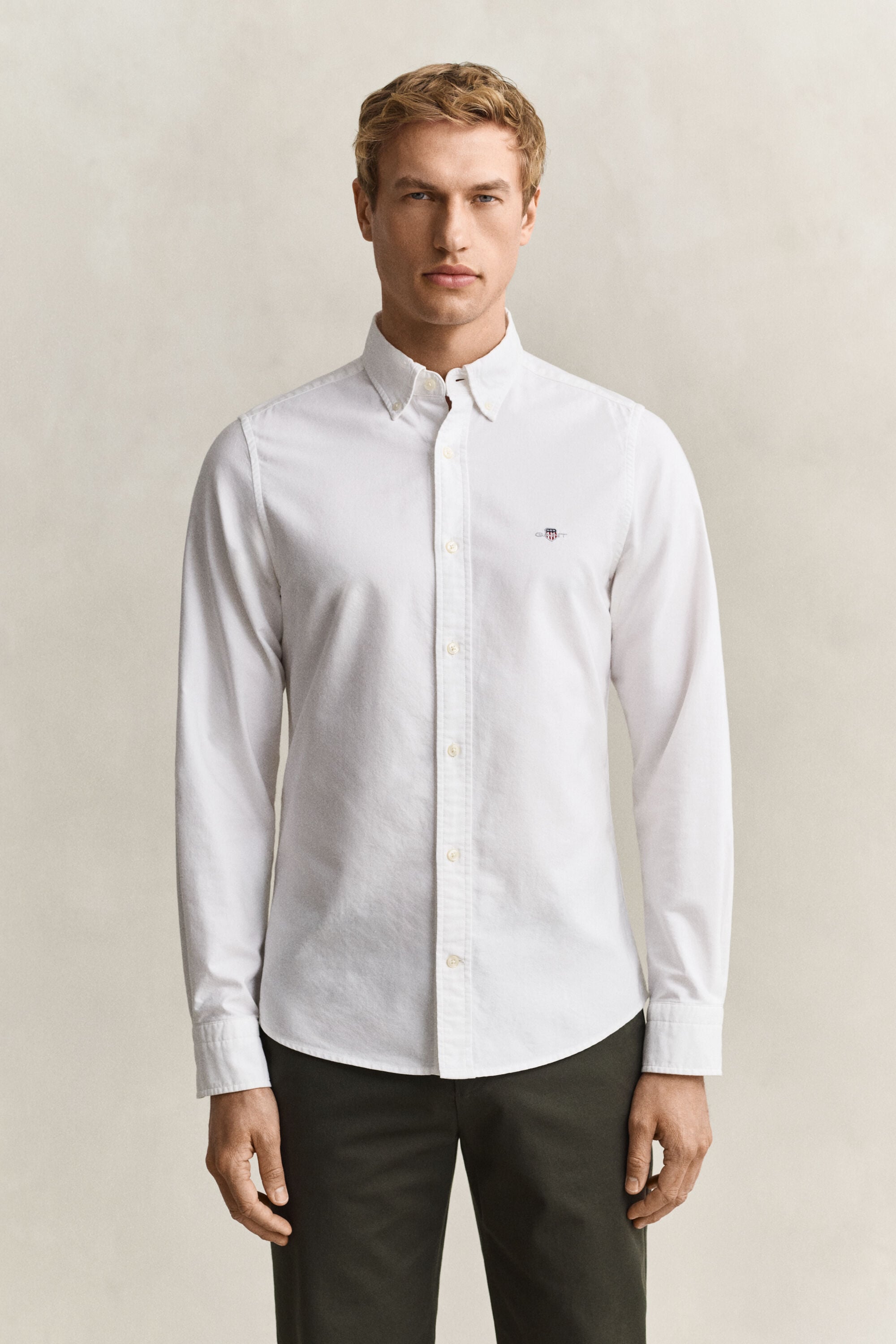 Chemise ajustée en coton Oxford classique