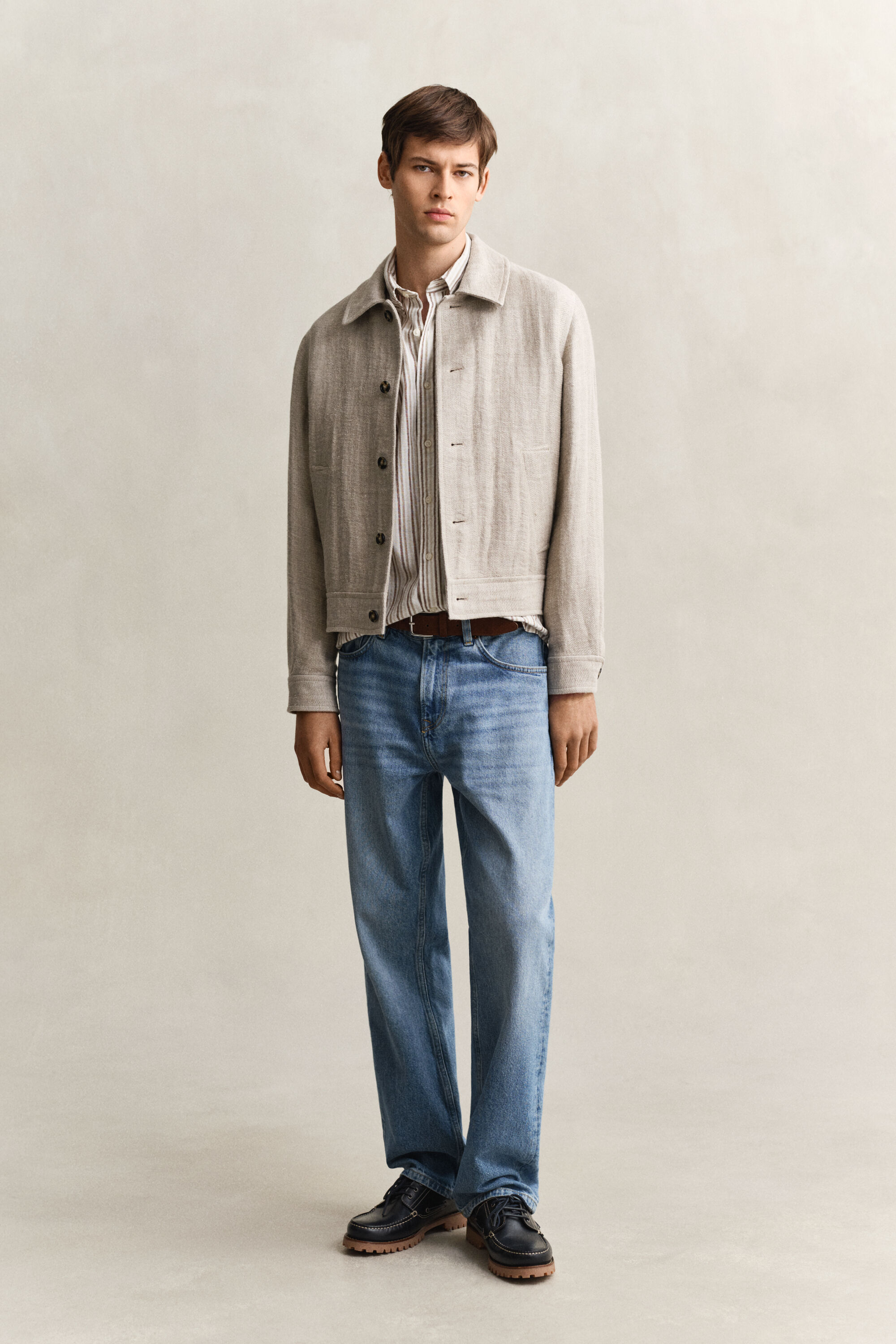 Chemise en lin mélangé à rayures