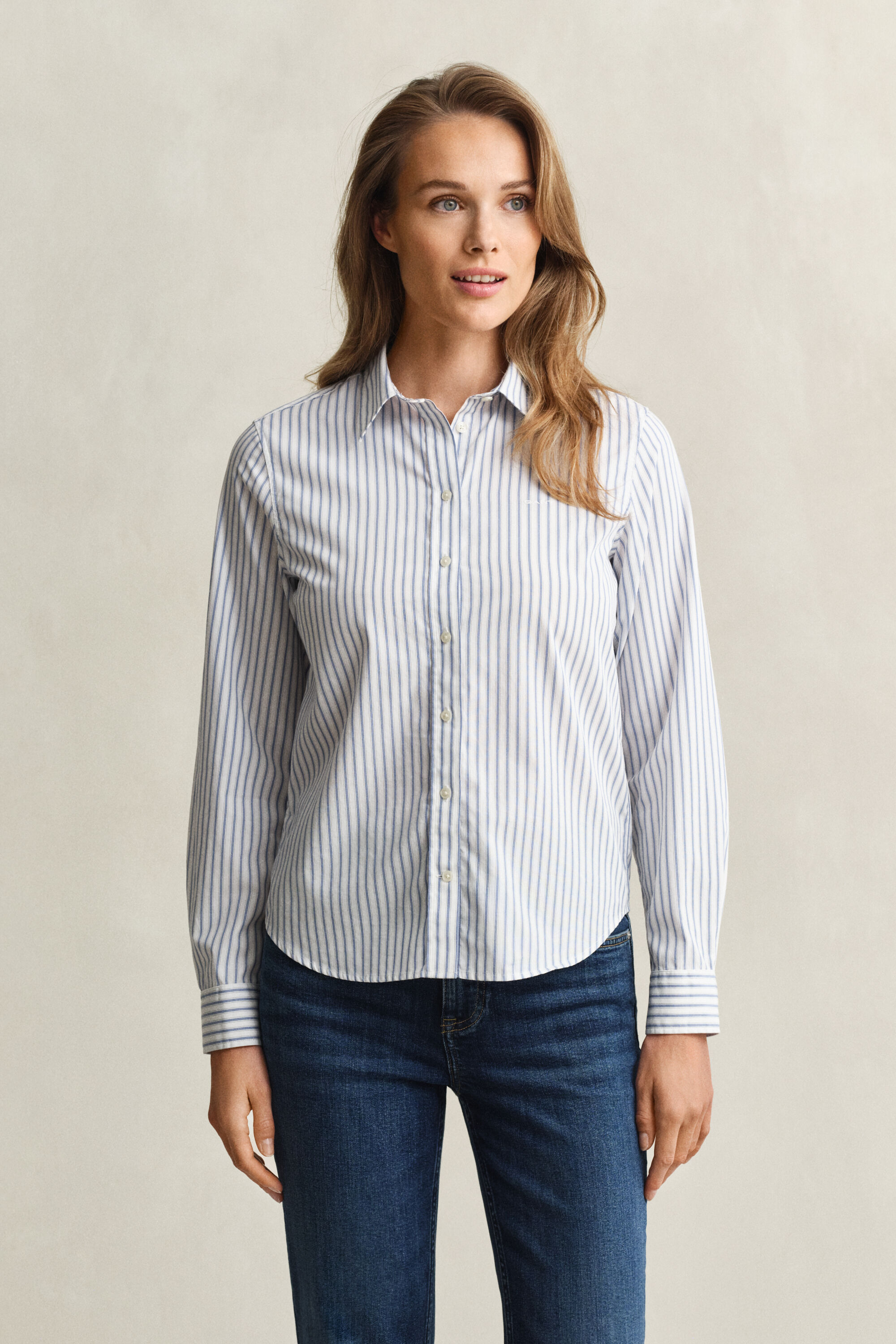 Chemise coupe regular en popeline à rayures