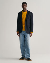 Pull ras du cou en maille torsadée duveteuse