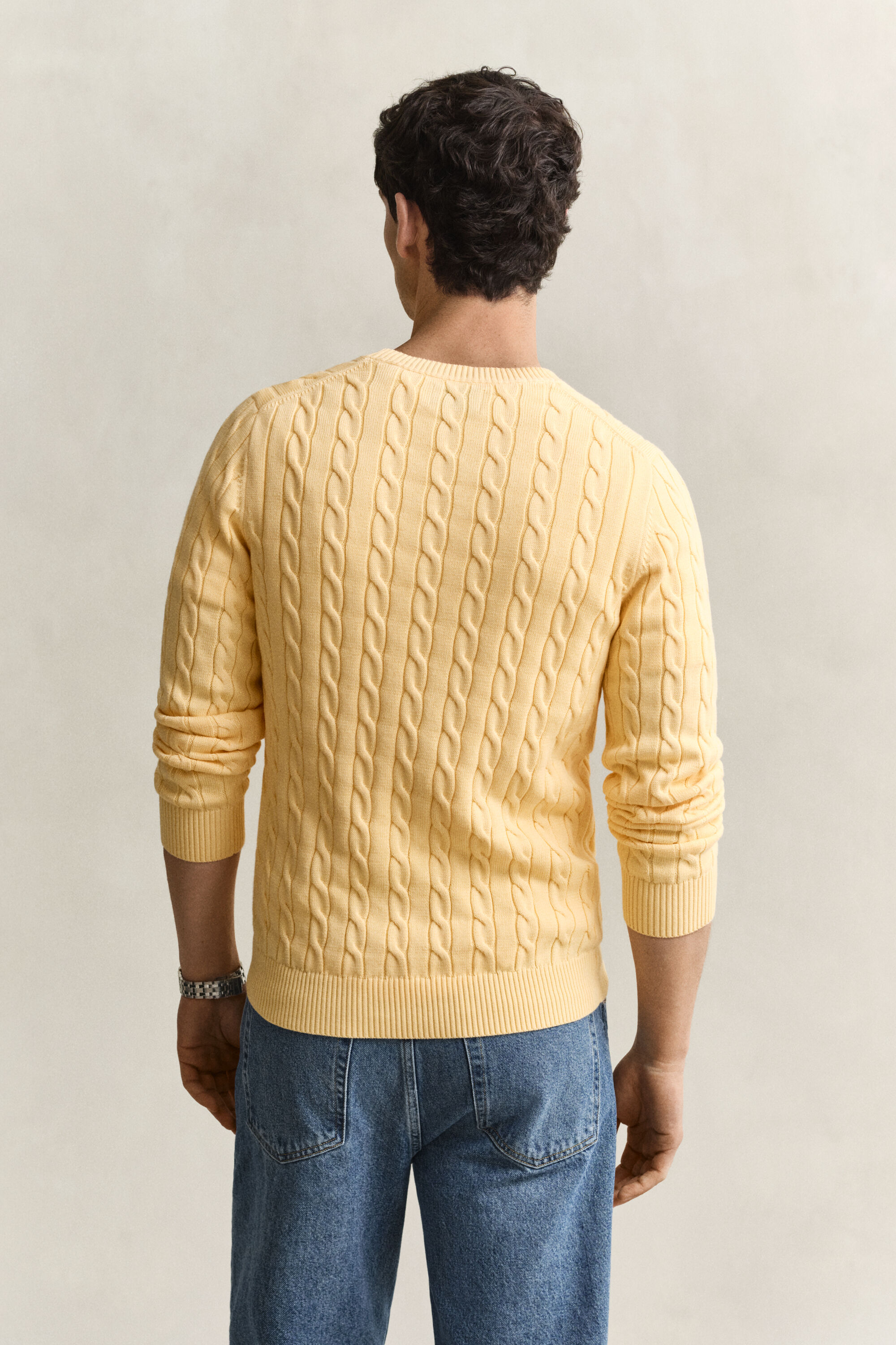 Pull col rond en maille de coton torsadée