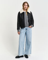 Pull ras du cou en maille côtelée