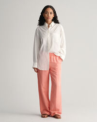 Pantalon relaxed fit en lin m&eacute;lang&eacute; Pull-On