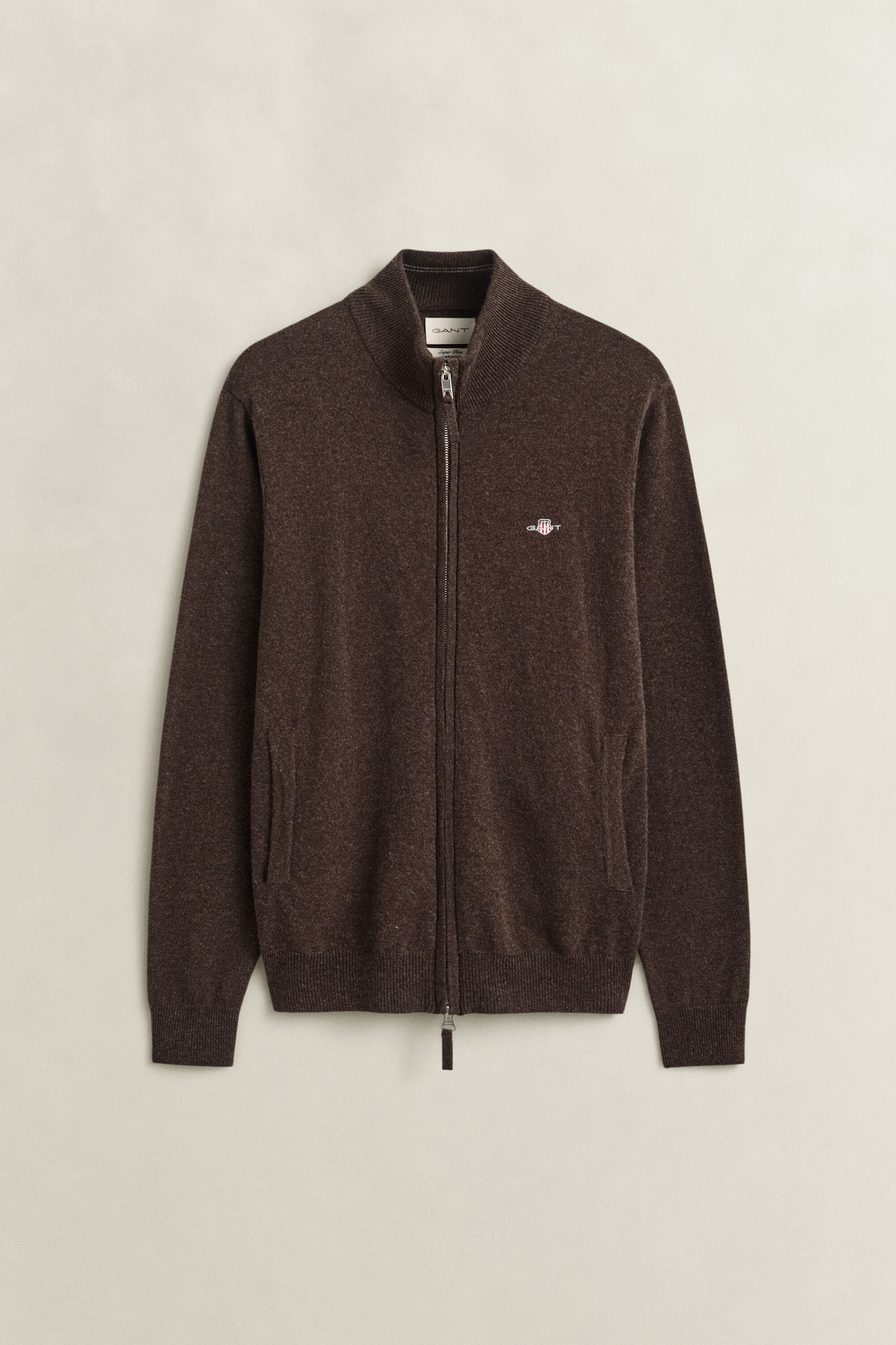 Cardigan zippé en laine d’agneau