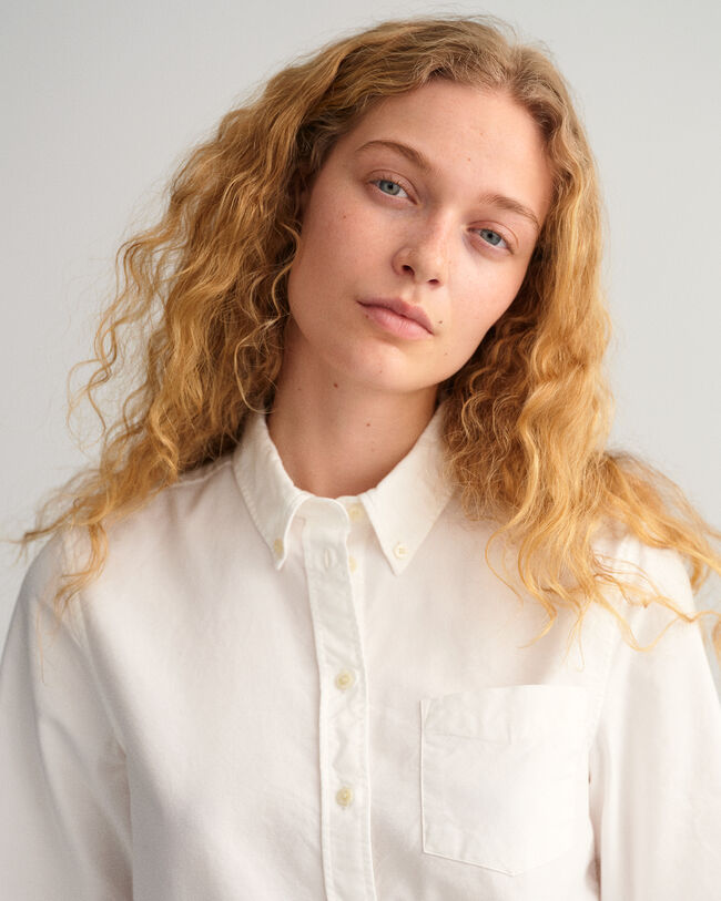 Chemise regular fit en coton Oxford teint en pièce