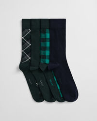Coffret cadeau de 4 paires de chaussettes unies et à carreaux