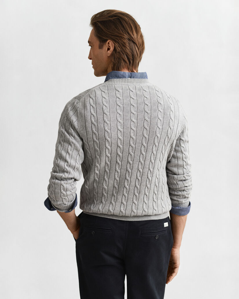 Pull col rond en maille de coton torsadée