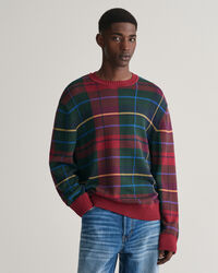 Pull ras du cou en jacquard Tartan