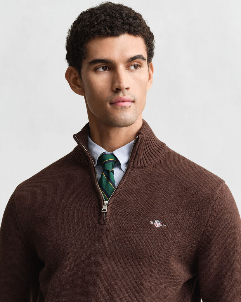 Pull en coton décontracté à demi-zip