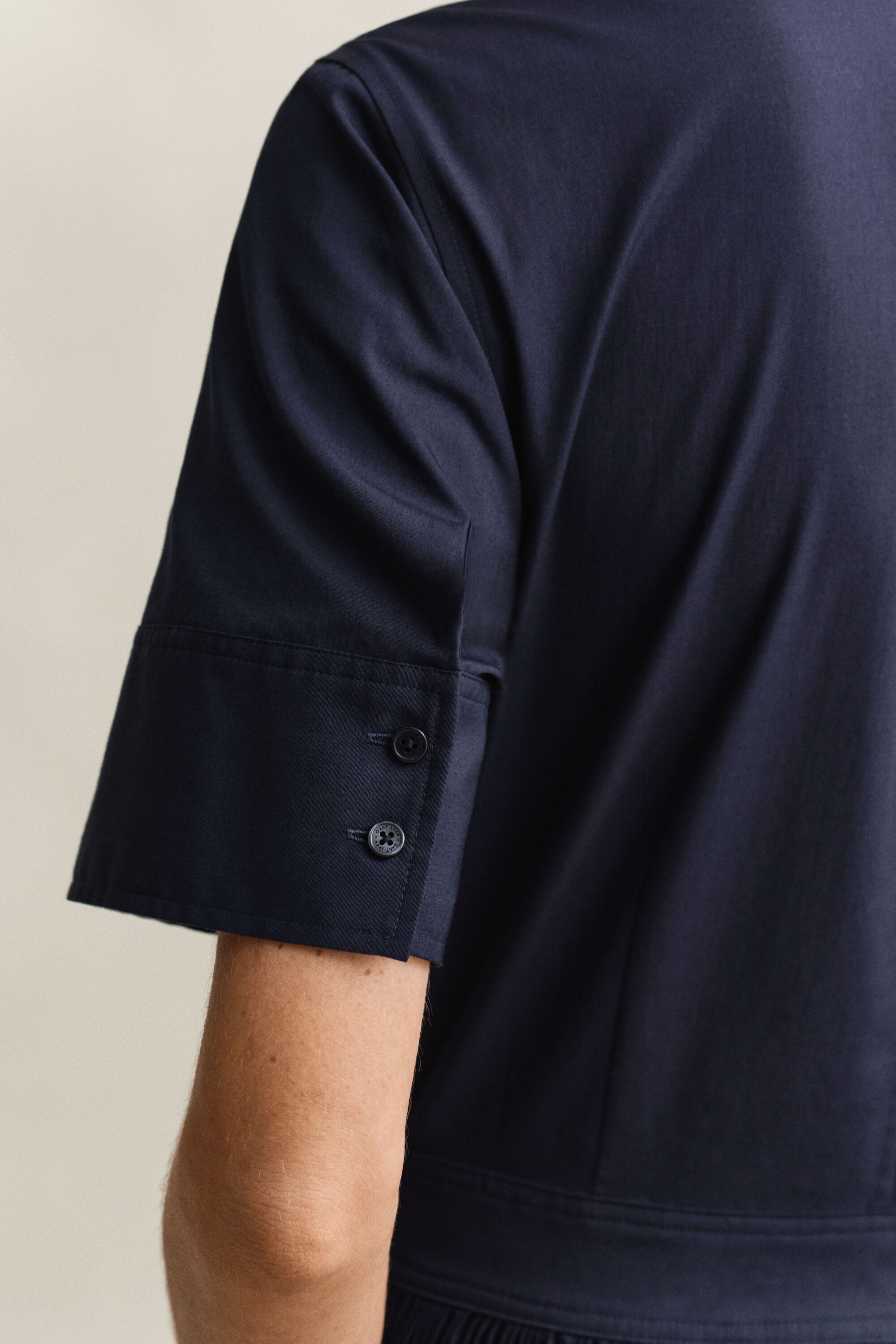 Robe-chemise plissée en coton