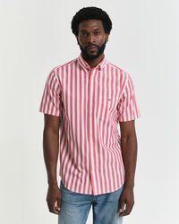 Chemise coupe regular classique en popeline rayée à manches courtes