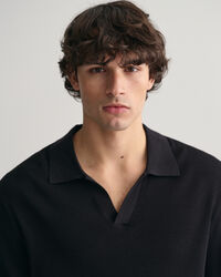 Pull fa&ccedil;on polo &agrave; maille ouverte