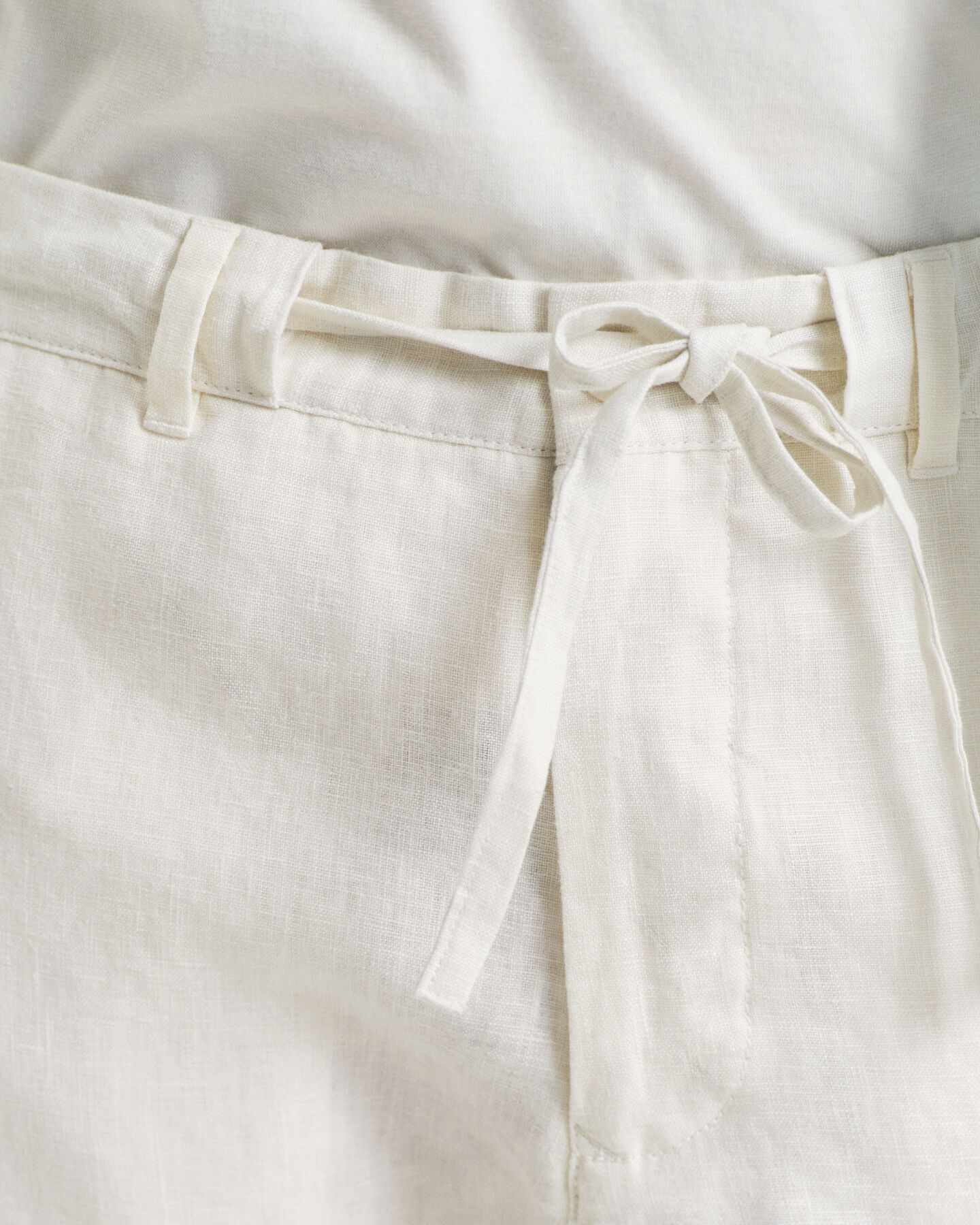 Pantalon coupe décontractée en lin avec cordon de serrage