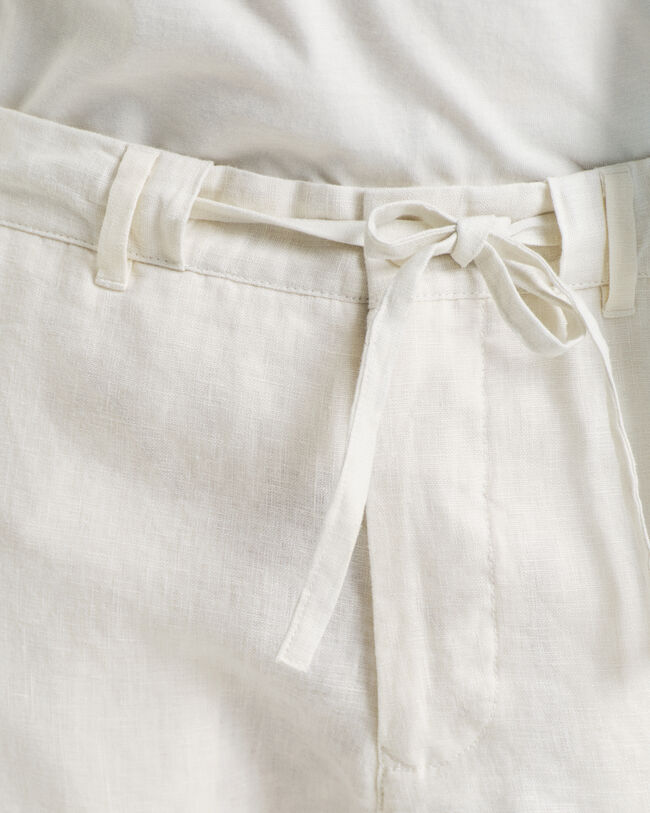 Pantalon coupe décontractée en lin avec cordon de serrage